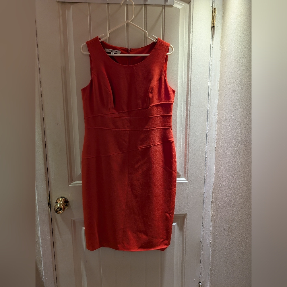Evan Picone Vibrant Orange Midi Dress
